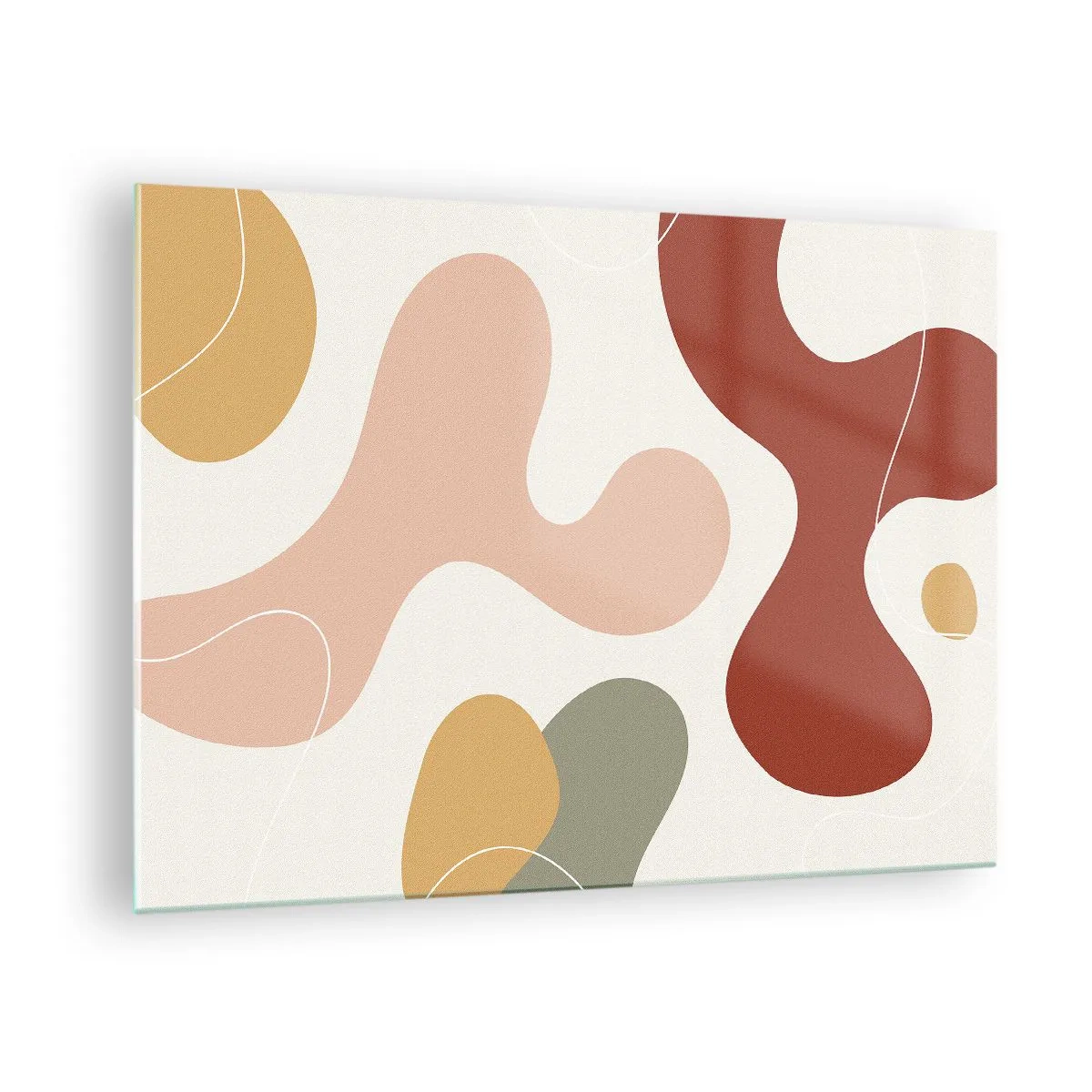 Schilderen op glas - Abstracte compositie van organische vormen - 70x50cm - Kronkels of krullen? - Moderne wanddecoratie voor woonkamer en slaapkamer ARTTOR