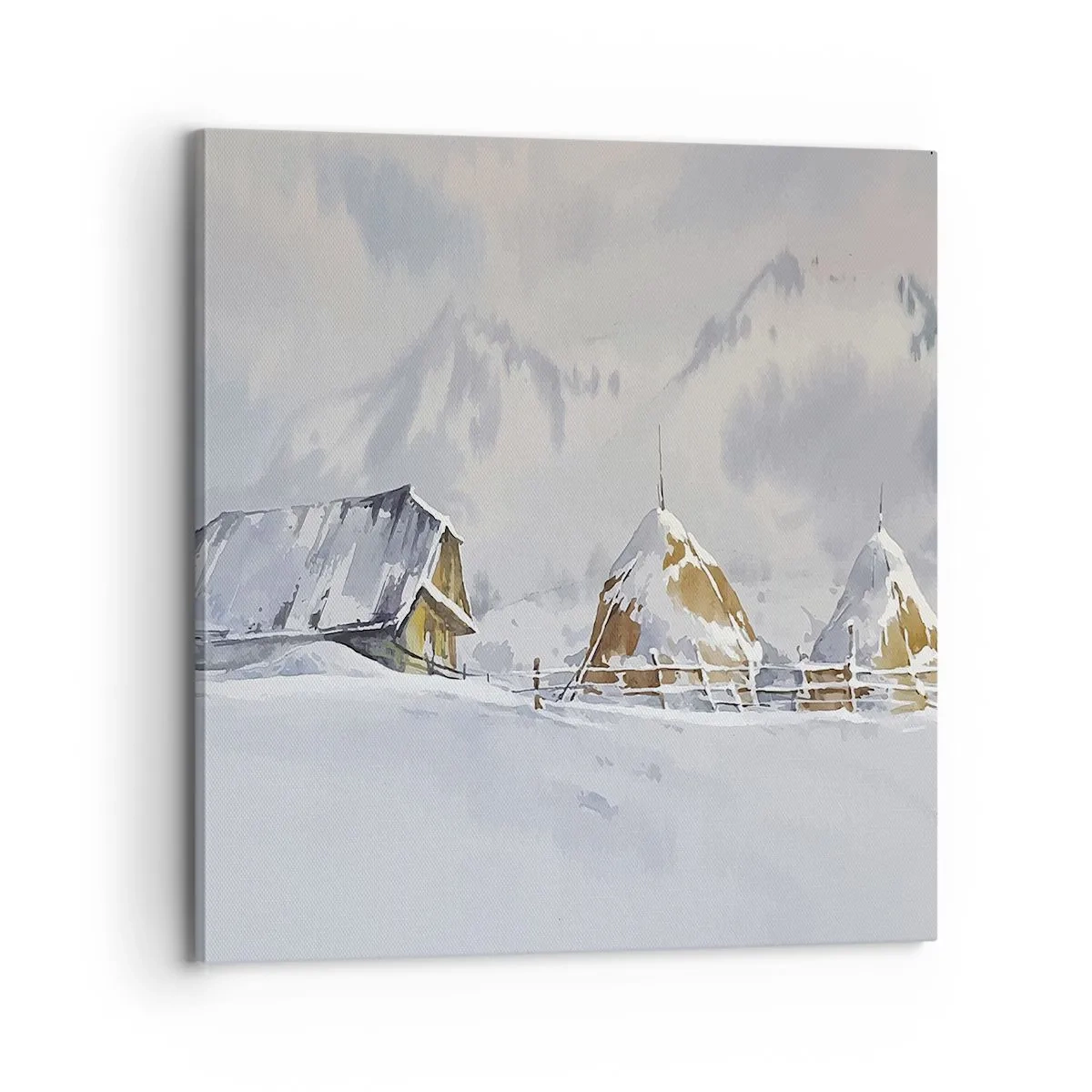 Schilderen op canvas - In een besneeuwde vallei - 70x70 cm