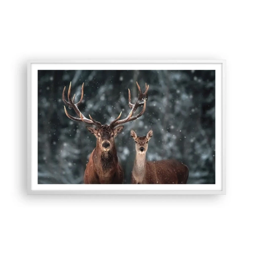 Poster in een witte lijst - Heer van het bos met zijn vrouw - 91x61 cm