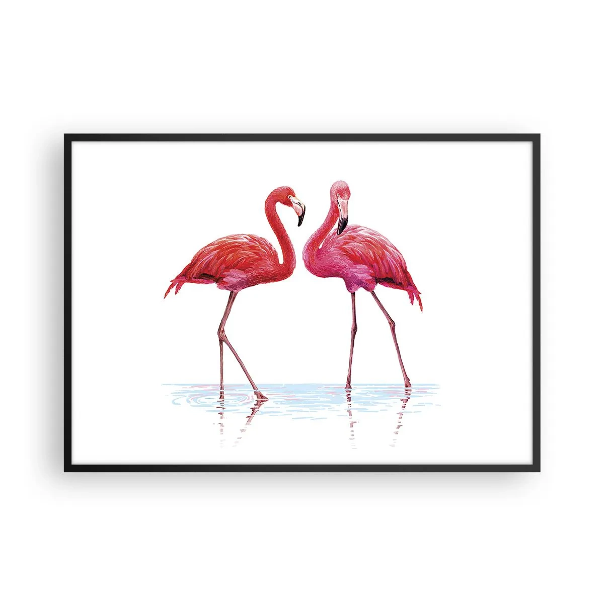 Poster in een zwarte lijst - Roze randez-vous - 100x70 cm