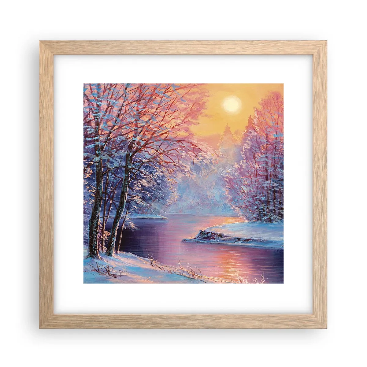 Een poster in een licht eiken lijst - De kleuren van de winter - 30x30 cm