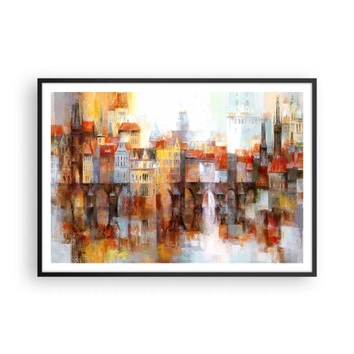 Poster in een zwarte lijst - Ook onder de brug is het mooi - 100x70 cm