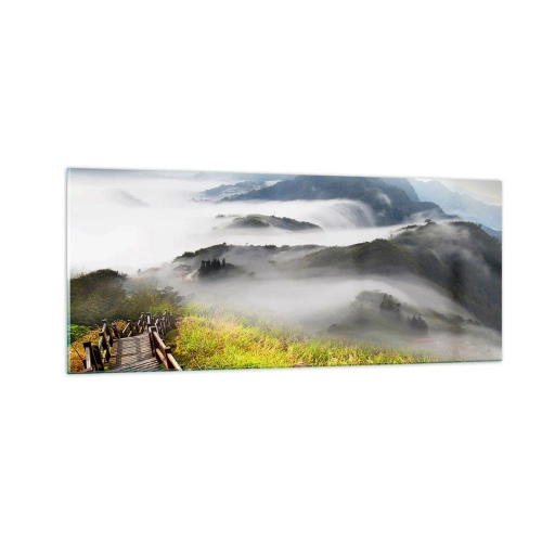 Schilderen op glas - Geweven van schittering en mist - 100x40 cm