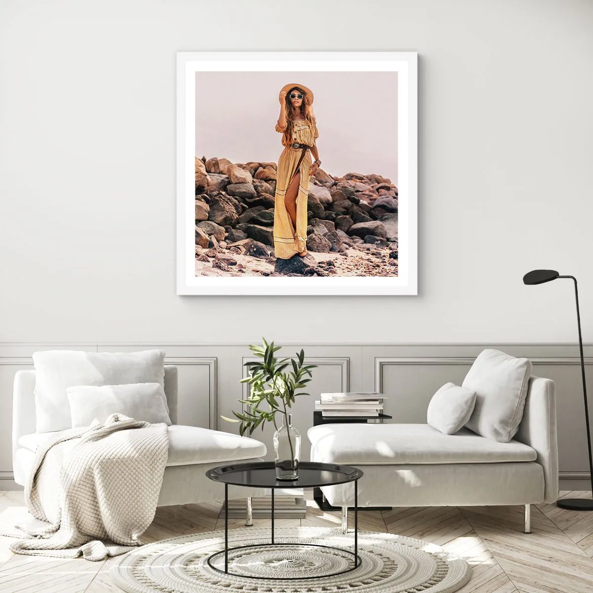 Poster in een witte lijst - De magie van stenen - 60x60 cm