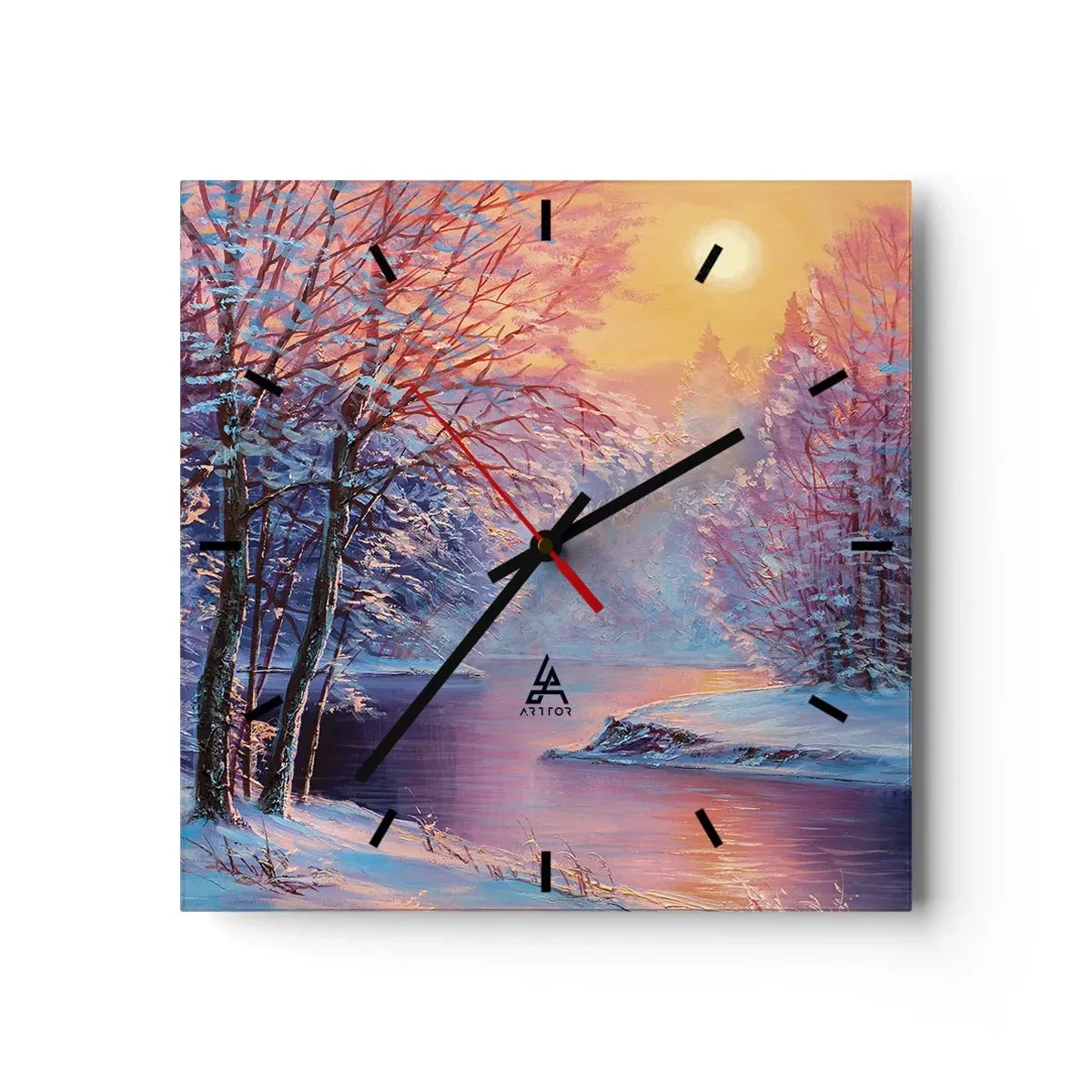 Wandklok - Klok - De kleuren van de winter - 40x40 cm