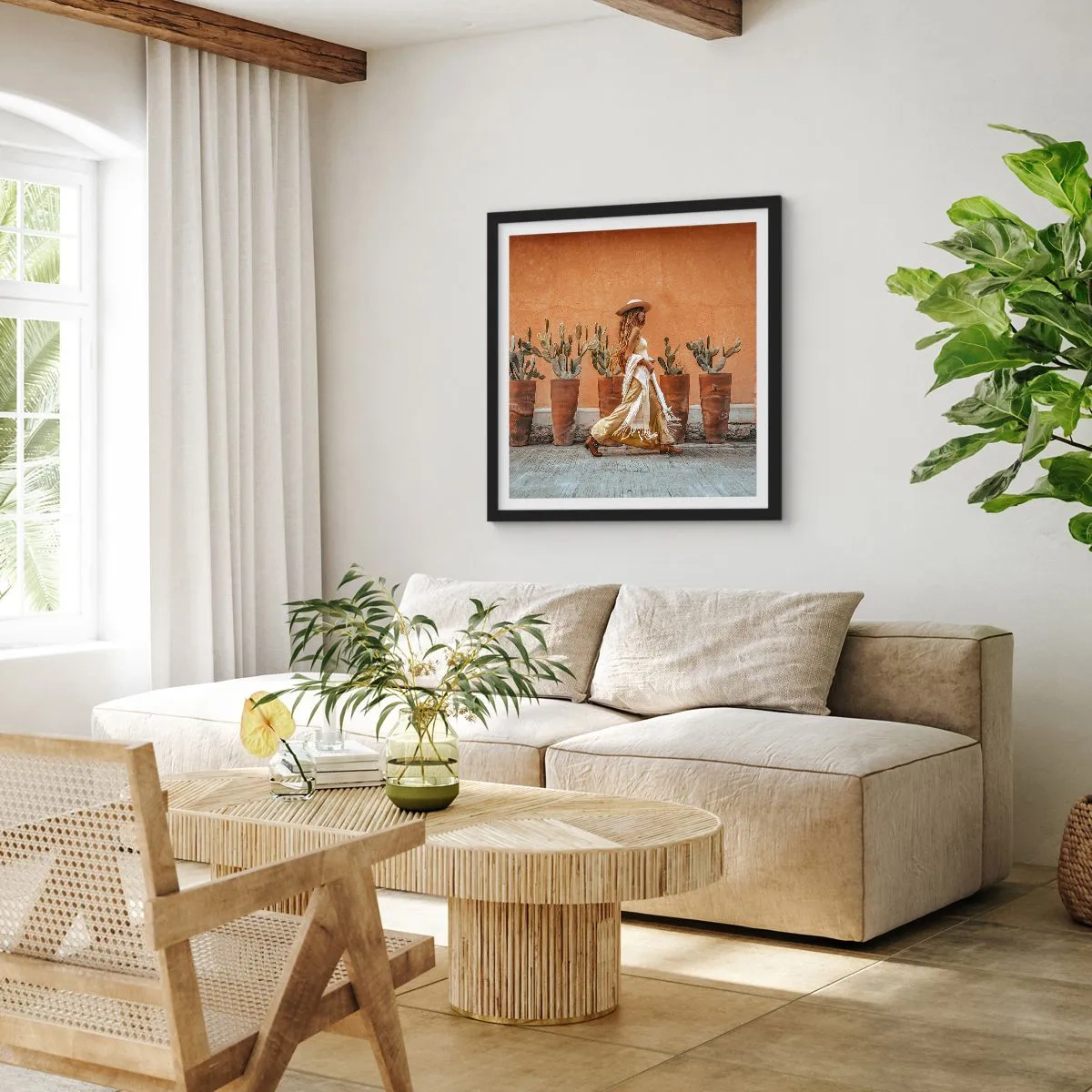 Poster in een zwarte lijst - Hippie-stijl - 30x30 cm