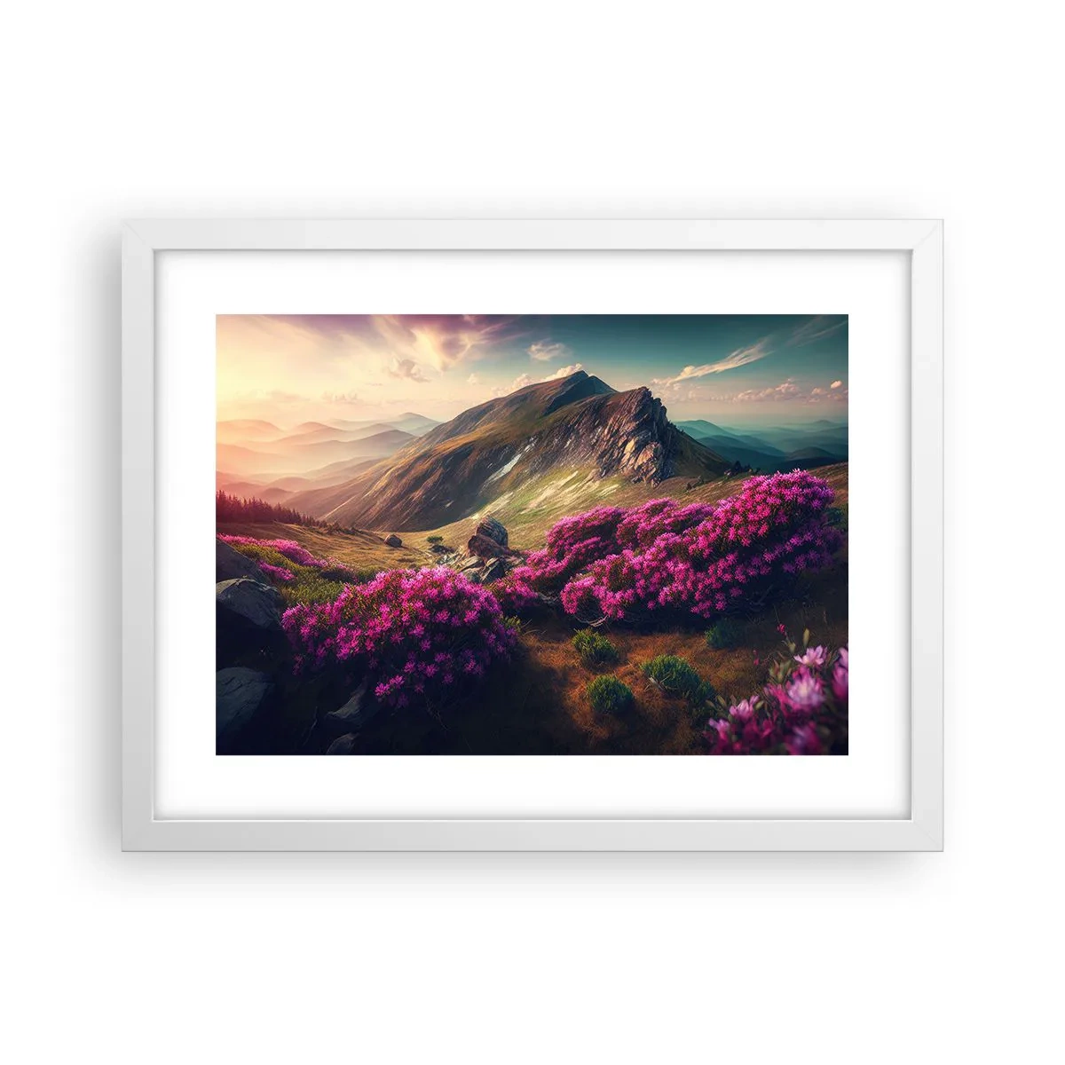 Poster in een witte lijst - Zomer in de bergen - 40x30 cm