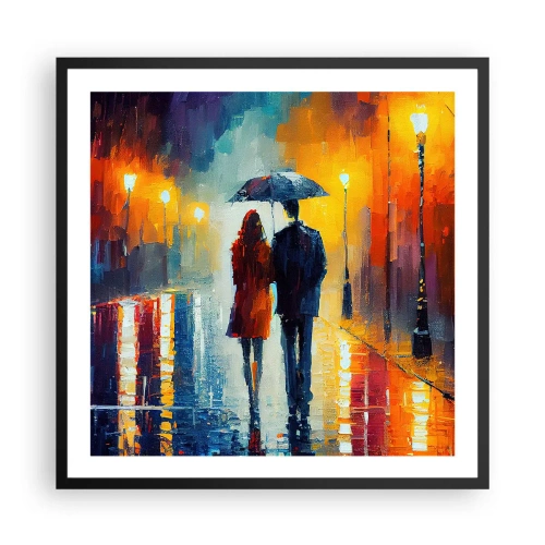 Poster in een zwarte lijst - Samen – een kleurrijke nacht - 60x60 cm
