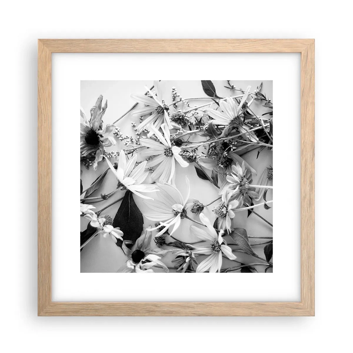 Een poster in een licht eiken lijst - Niet-boeket bloemen - 30x30 cm