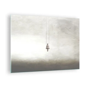 Schilderen op glas - Een figuur op een schommel die in de lucht hangt - 70x50cm - Een kind in ons - Moderne wanddecoratie voor woonkamer en slaapkamer ARTTOR