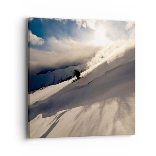 Schilderen op canvas - Berguitdaging genomen - 40x40 cm