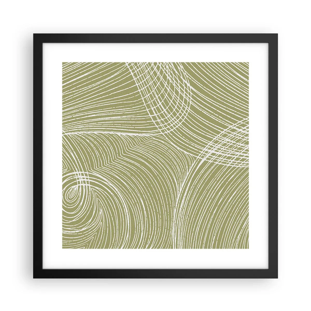 Poster in een zwarte lijst - Ingewikkelde abstractie in wit - 40x40 cm