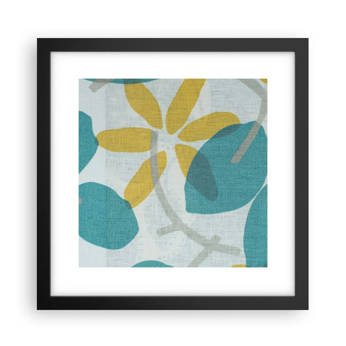 Poster in een zwarte lijst - Tussen de azuurblauwe bladeren - 30x30 cm