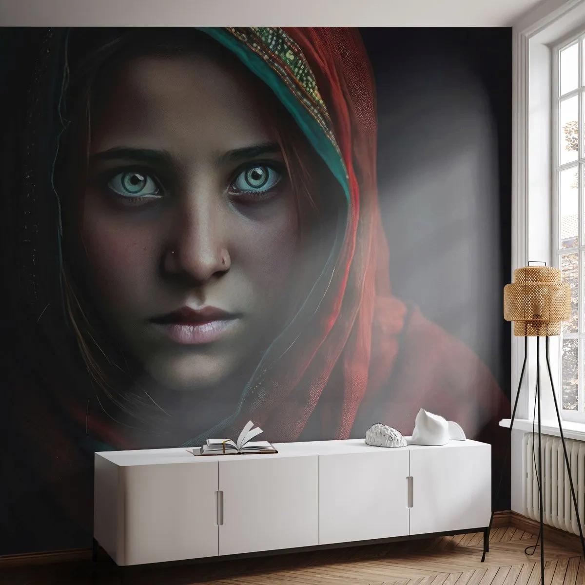 Fotobehang Standard Eco - Oosterse prinses - Meisje, Portret, Pakistan - 150x105 cm