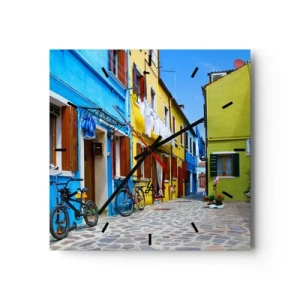 Wandklok - Klok - Pastel, zoet steegje - 30x30 cm