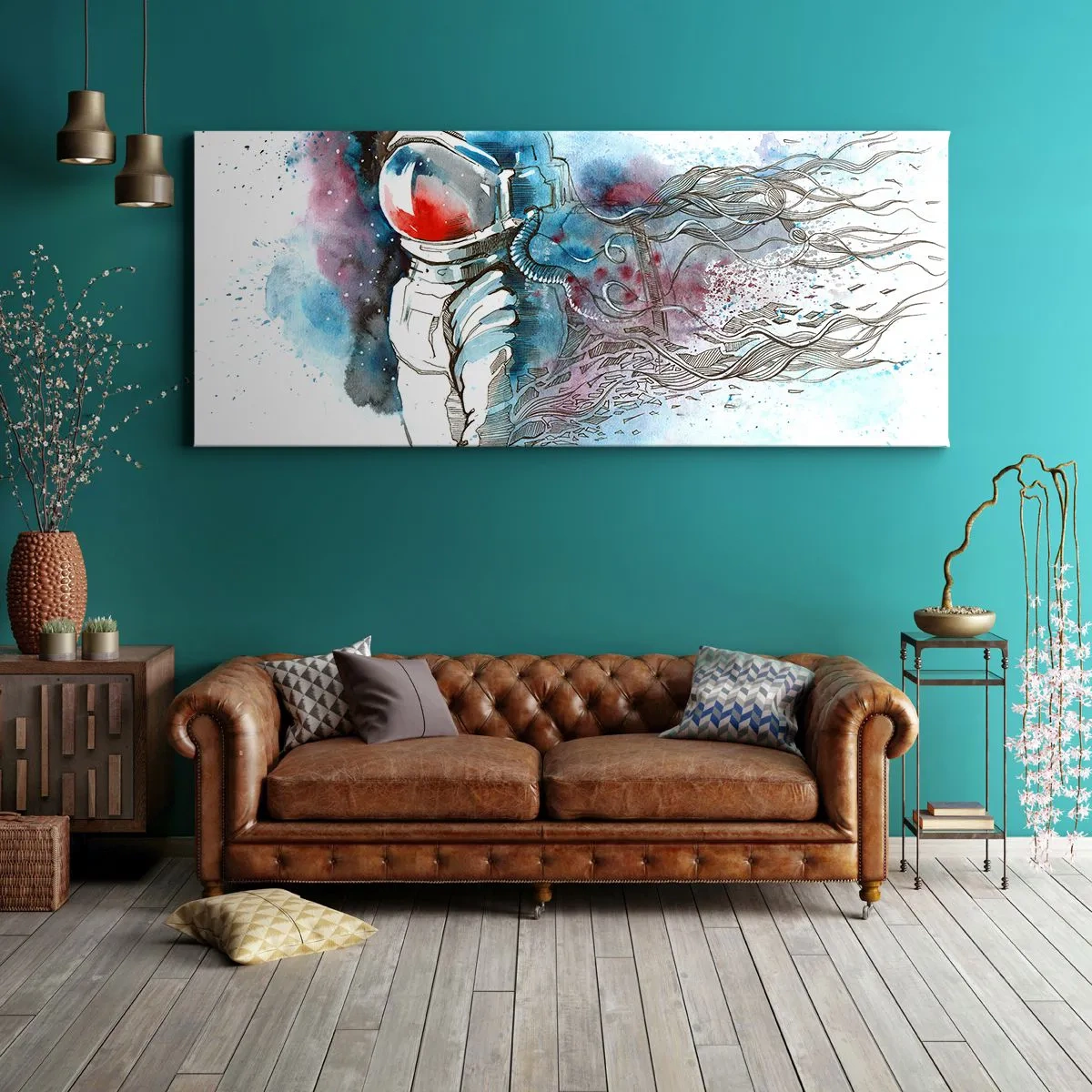 Schilderen op canvas - Alleen met de kosmos - 100x40 cm