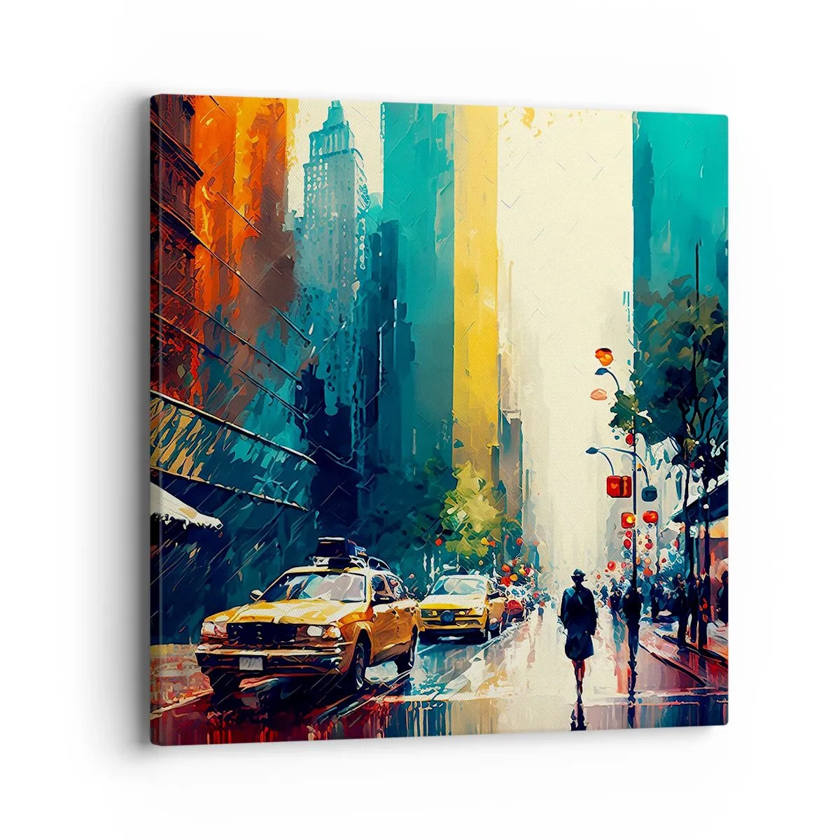 Schilderen op canvas - New York – zelfs de regen is hier kleurrijk - 40x40 cm