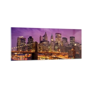 Schilderen op glas - Violet-goud Manhattan - 100x40 cm