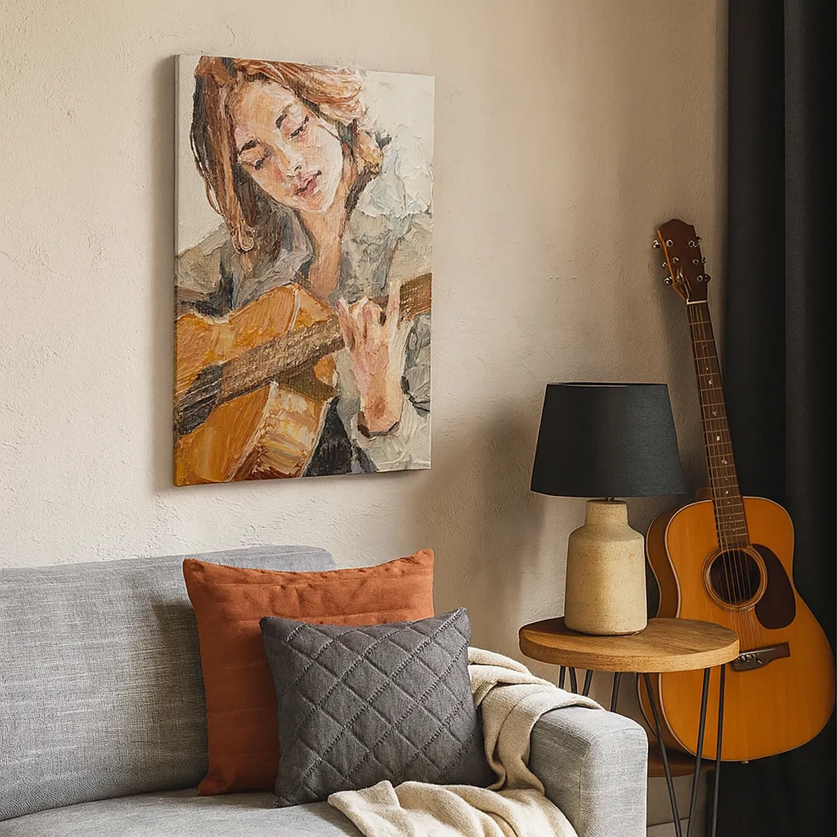 Schilderen op canvas - Concerto voor gitaar en een meisjeshart - 50x70 cm