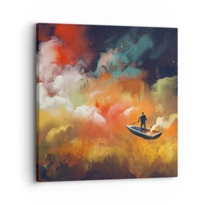 Schilderen op canvas - Met de boot door de sterrenstelsel - 30x30 cm
