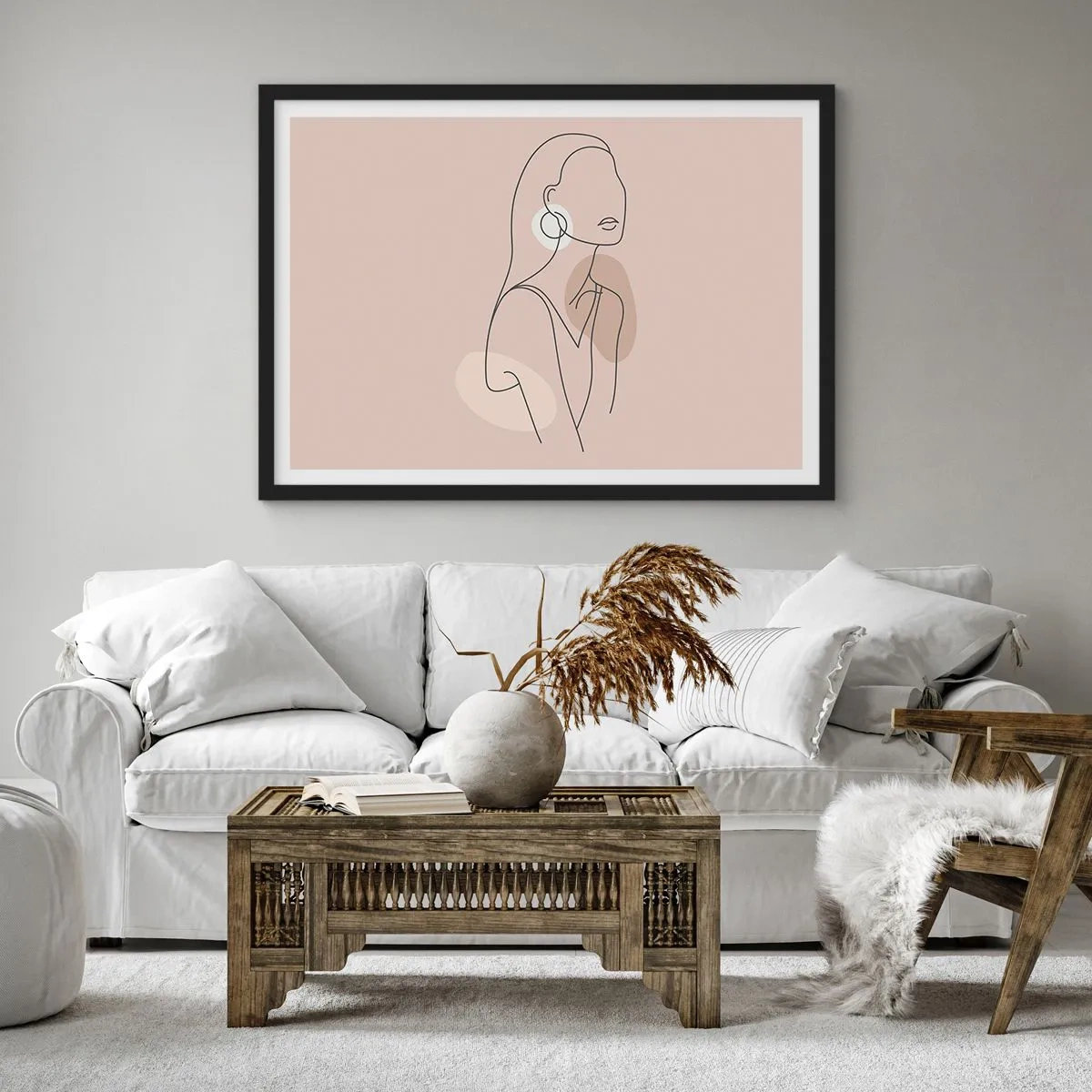 Poster in een zwarte lijst - meisjesachtig icoon - 91x61 cm