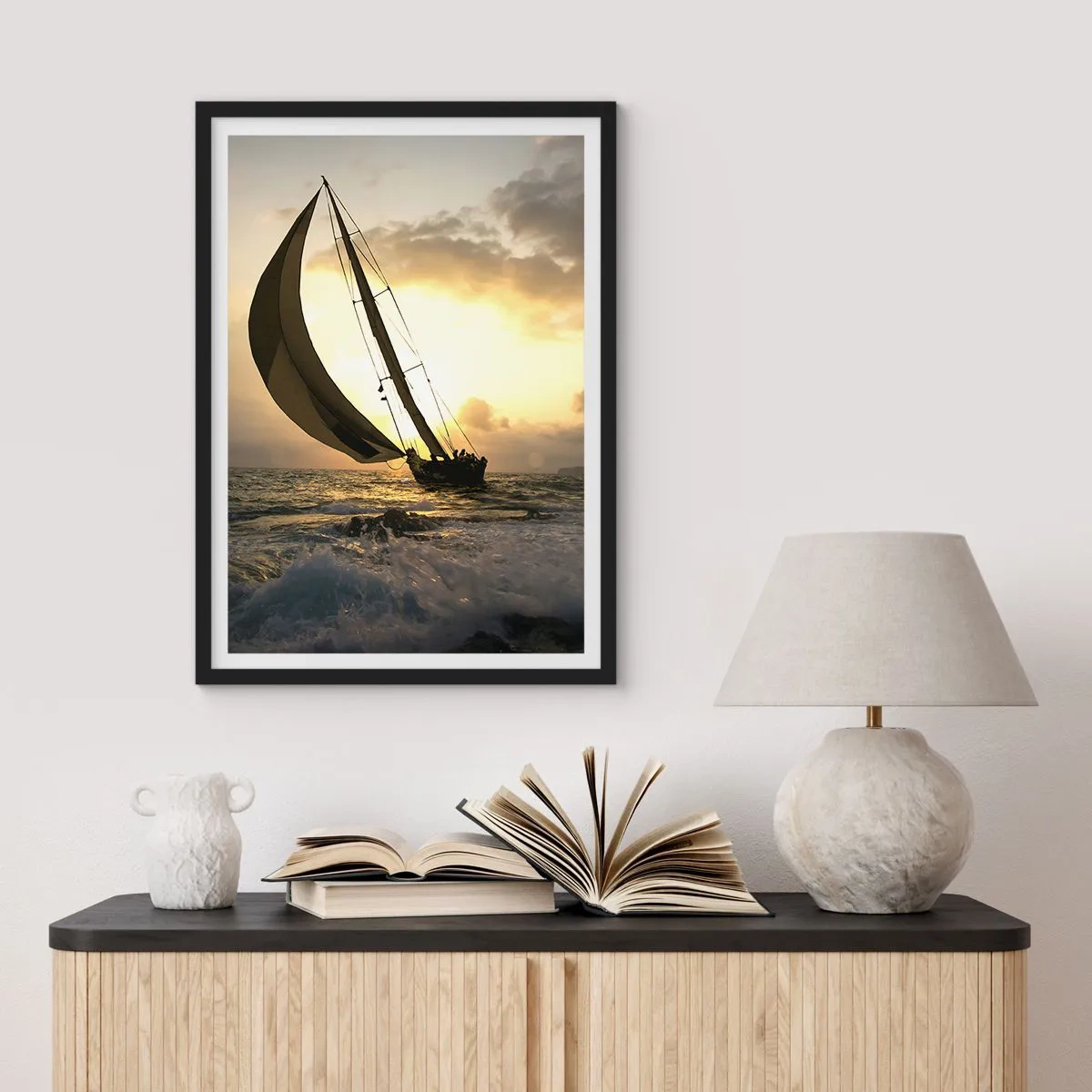 Poster in een zwarte lijst - Met de wind en tegen de wind - 61x91 cm