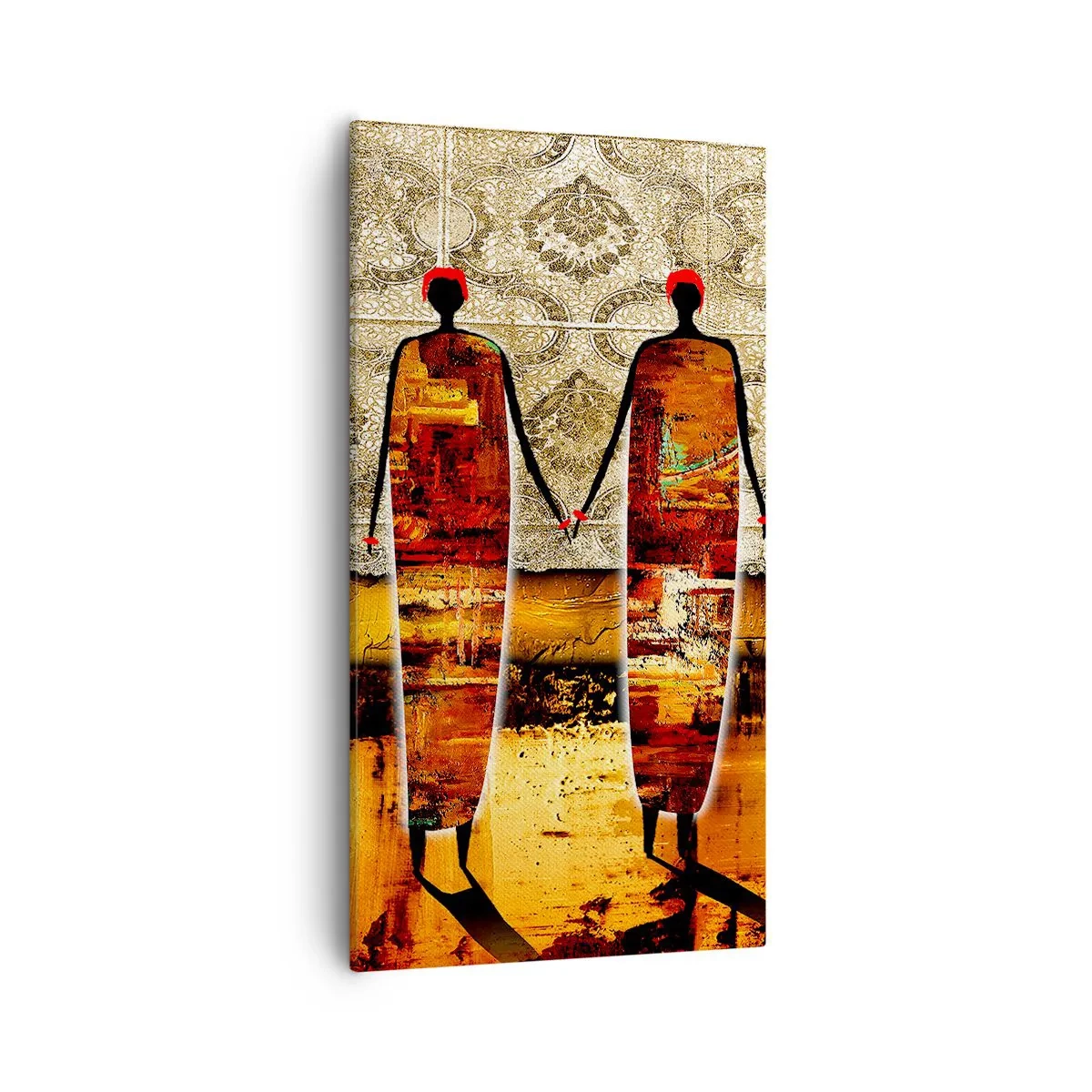 Schilderen op canvas - Etnische compositie in de kleuren van Afrika - 55x100 cm