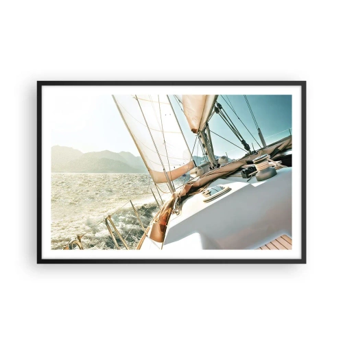 Poster in een zwarte lijst - Onder vol zeil - 91x61 cm