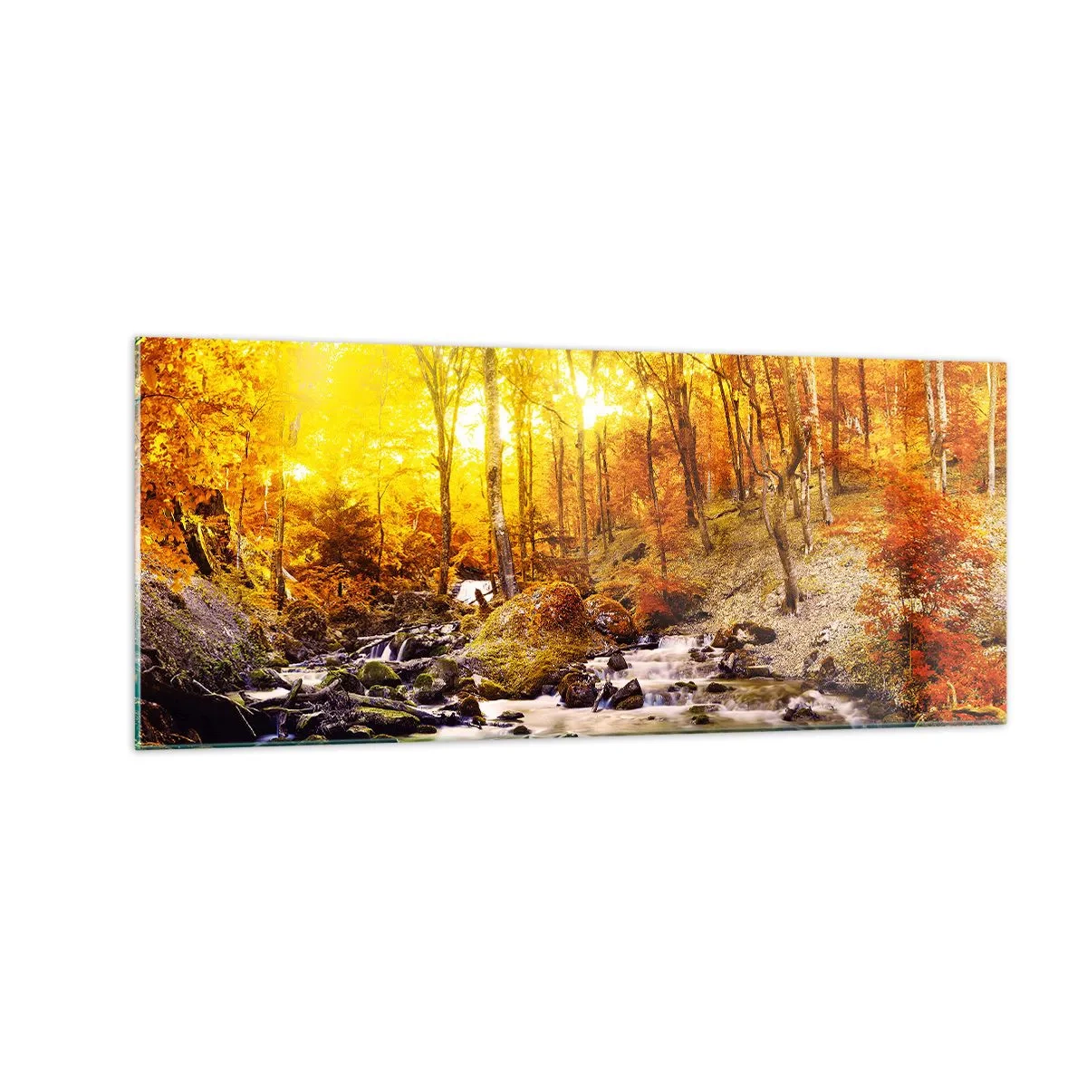 Schilderen op glas - Stenen gezet in goud en platina - 100x40 cm