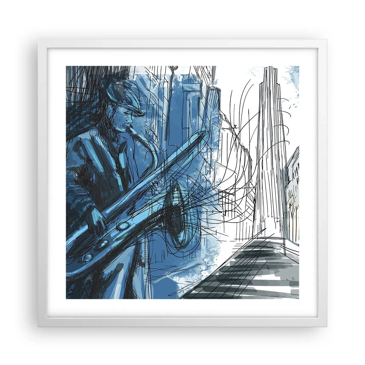 Poster in een witte lijst - Stedelijke Rapsodie - 50x50 cm
