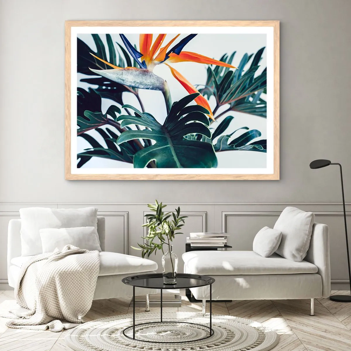 Een poster in een licht eiken lijst - Vogelstruik - 100x70 cm