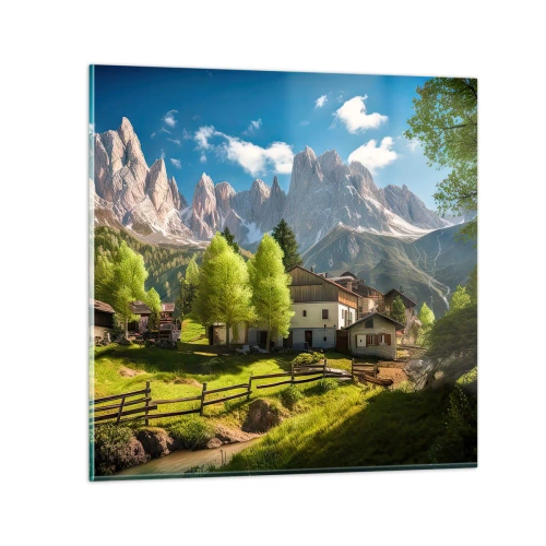 Schilderen op glas - Alpine idylle - 30x30 cm