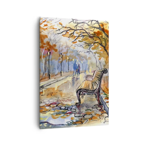 Schilderen op canvas - Samen wandelen in de herfst - 70x100 cm