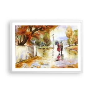Poster in een witte lijst - Romantische herfst in het park - 70x50 cm