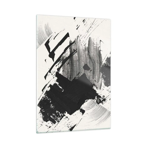 Schilderen op glas - Abstractie – expressie van zwart - 50x70 cm