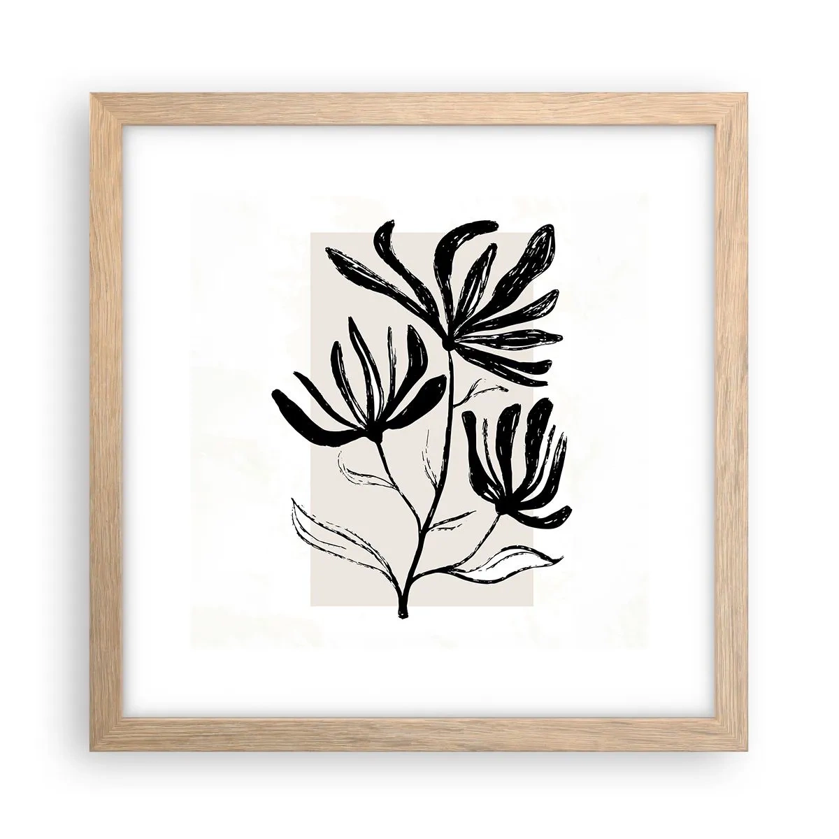 Een poster in een licht eiken lijst - Schets voor het herbarium - 30x30 cm