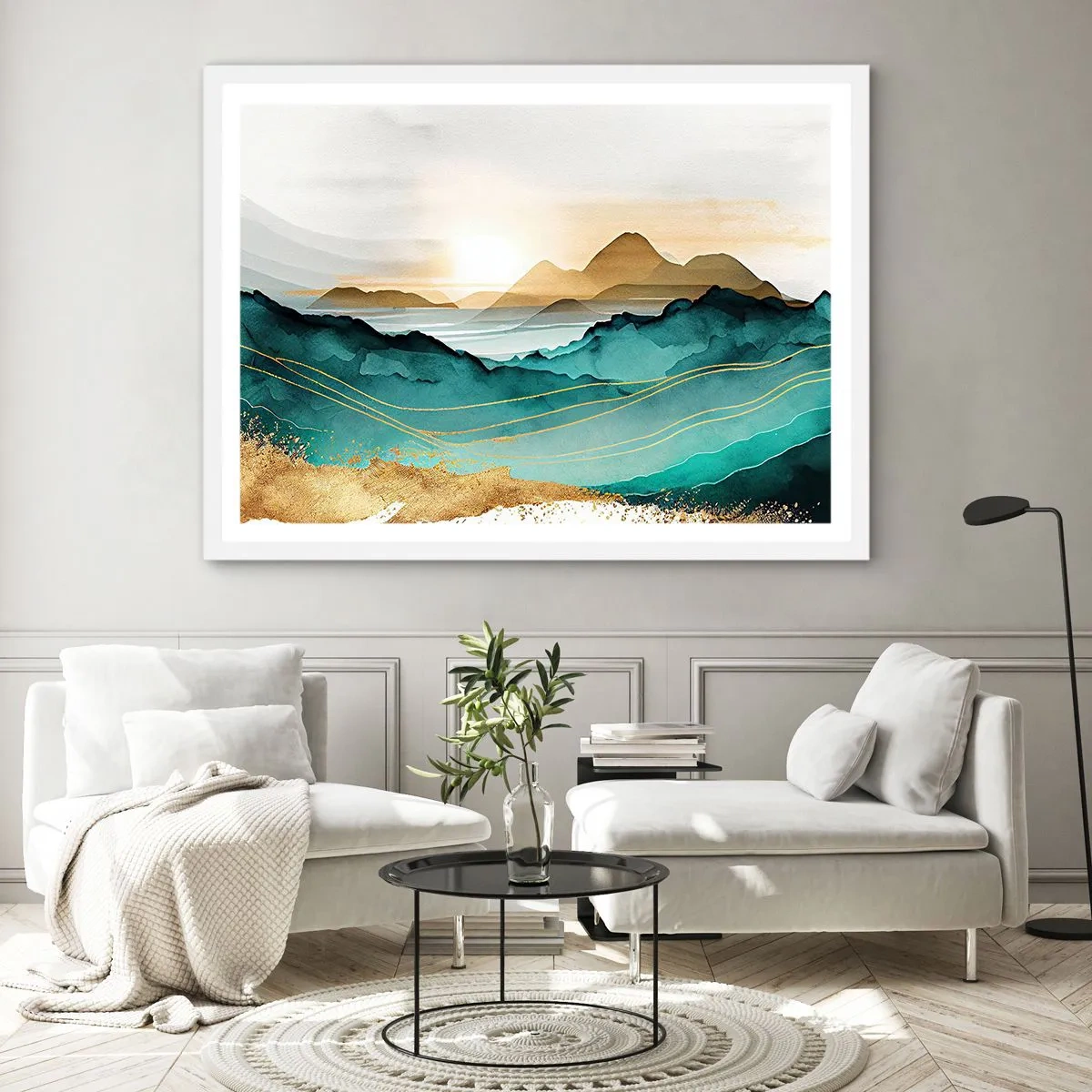 Poster in een witte lijst - Op de rand van abstractie – landschap - 100x70 cm