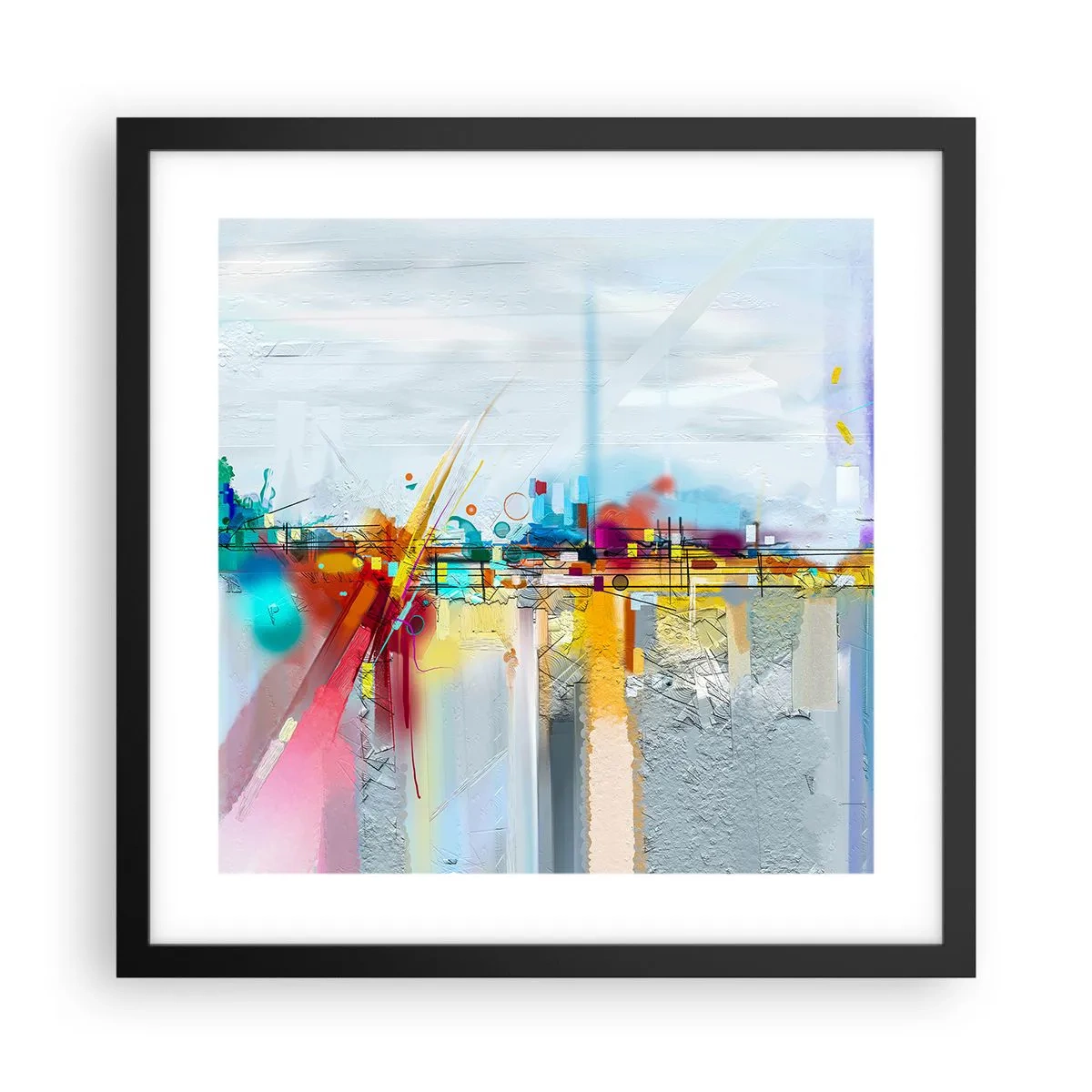 Poster in een zwarte lijst - Brug van vreugde bij de rivier van het leven - 40x40 cm