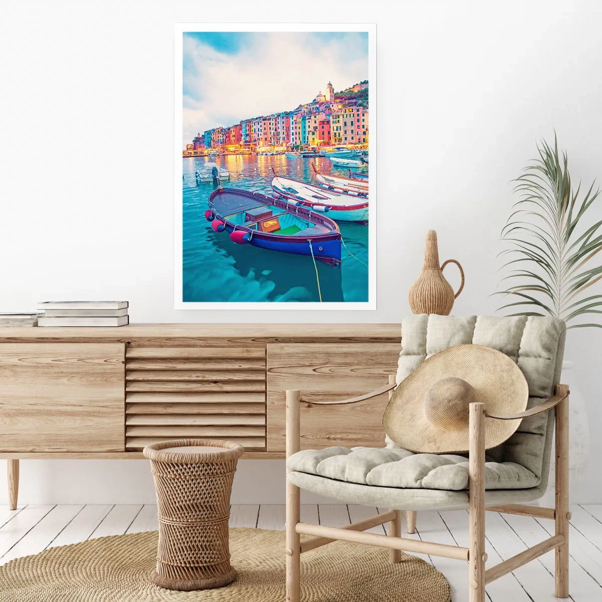 Poster - Kleurrijke avond in de haven - 40x50 cm