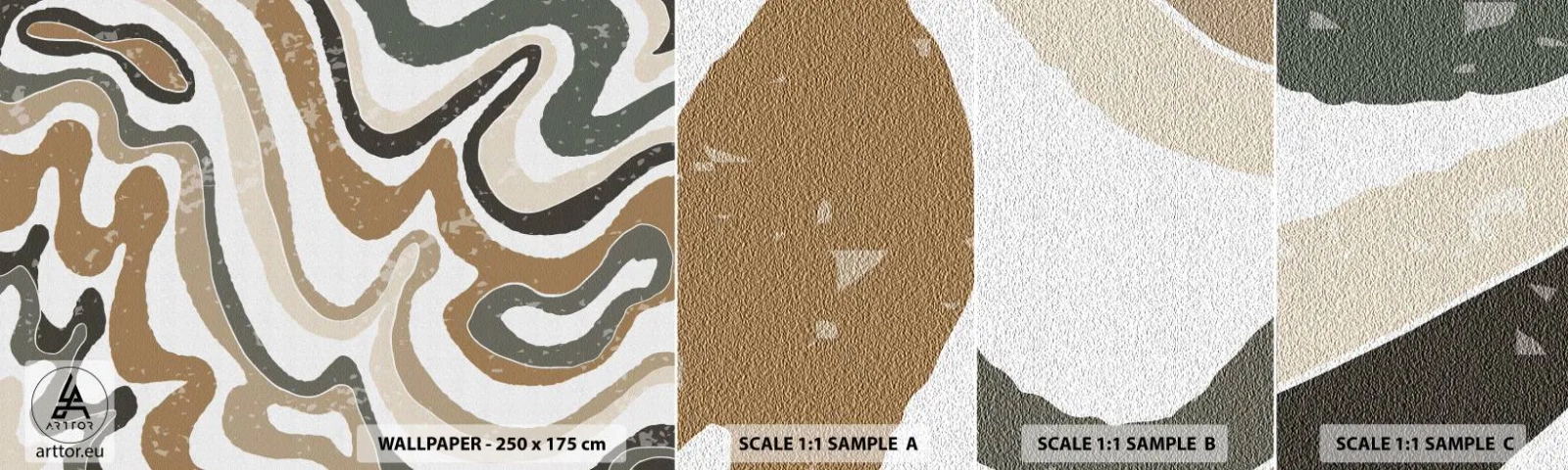 Fotobehang Monster Zelfklevend Deluxe Sticker - Meanders van aardekleuren - Abstractie, Deel, Boho - 100x30 cm