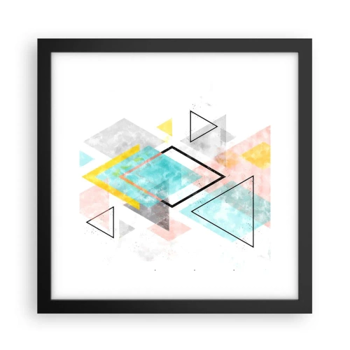 Poster in een zwarte lijst - Geometrisch spel - 30x30 cm