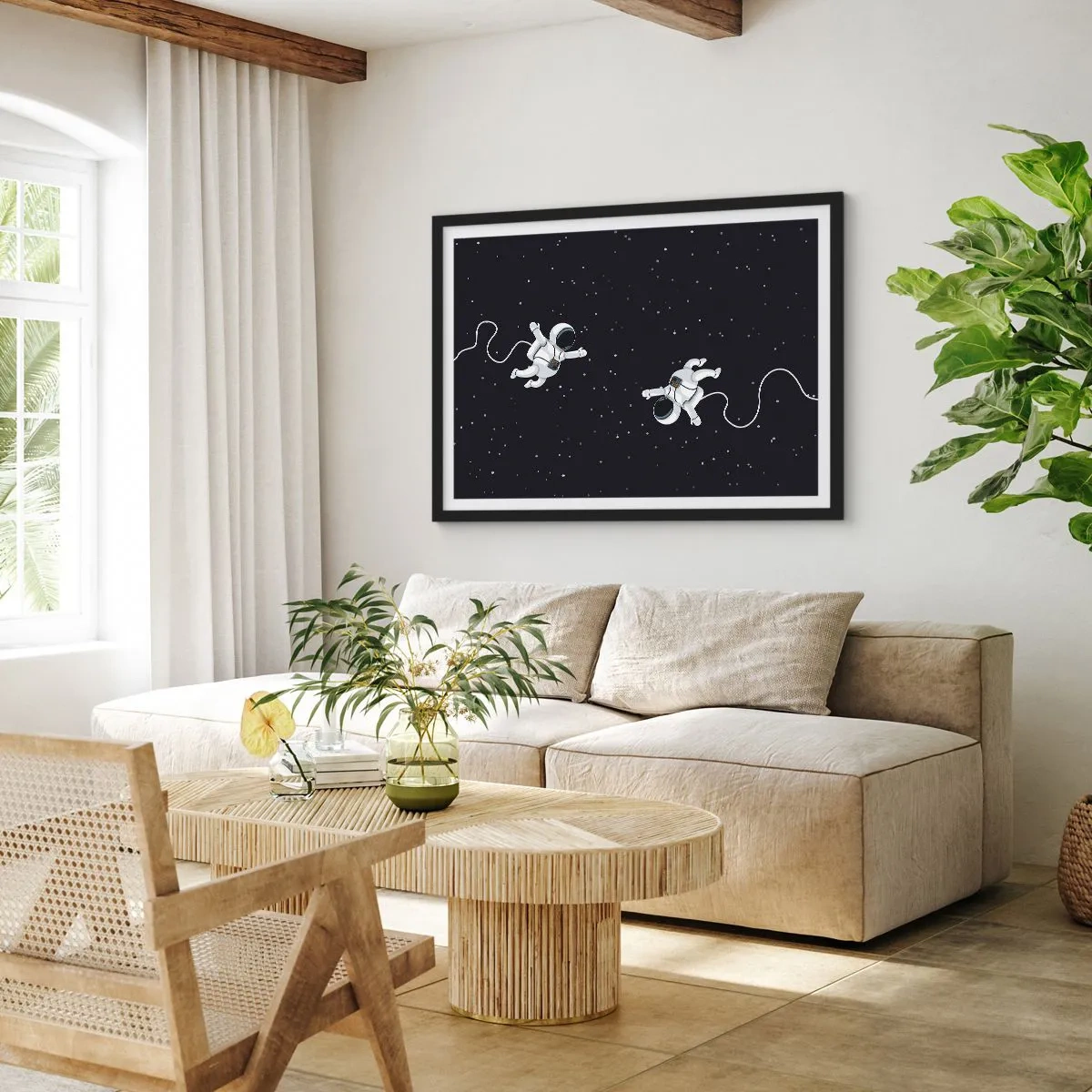 Poster in een zwarte lijst - Kosmische dans - 70x50 cm