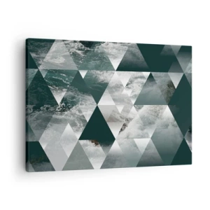 Schilderen op canvas - Geometrisch patroon met een golfmotief in tinten groen - 70x50cm - Kristal perspectief - Moderne wanddecoratie voor woonkamer en slaapkamer ARTTOR