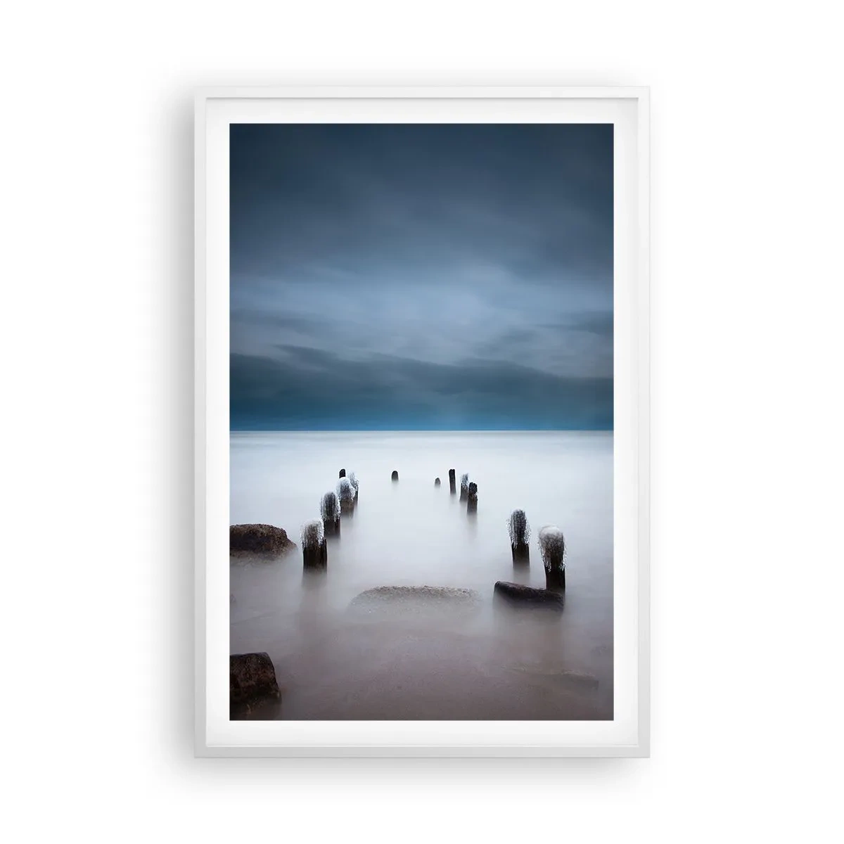 Poster in een witte lijst - Peinzend meer - 61x91 cm
