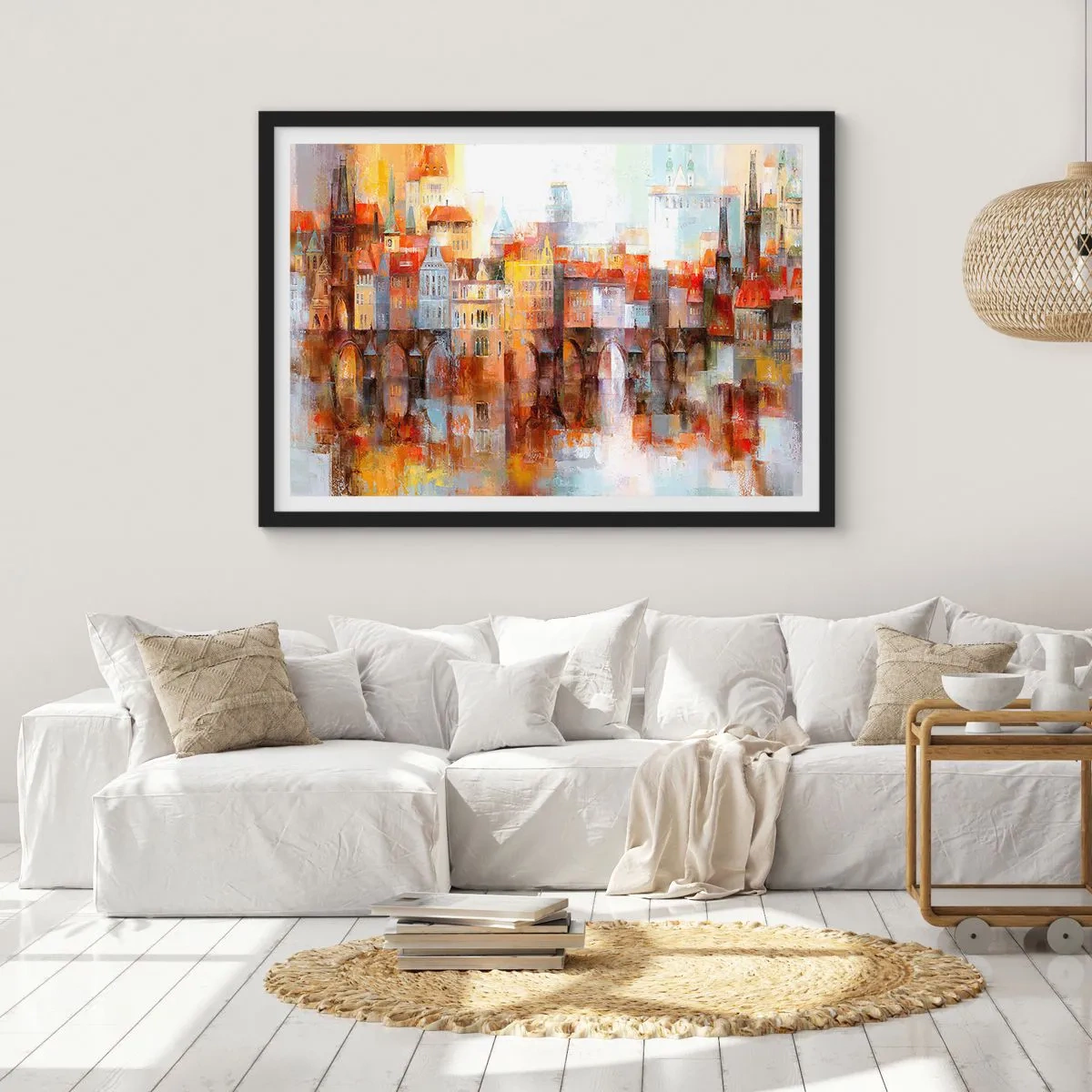 Poster in een zwarte lijst - Ook onder de brug is het mooi - 100x70 cm