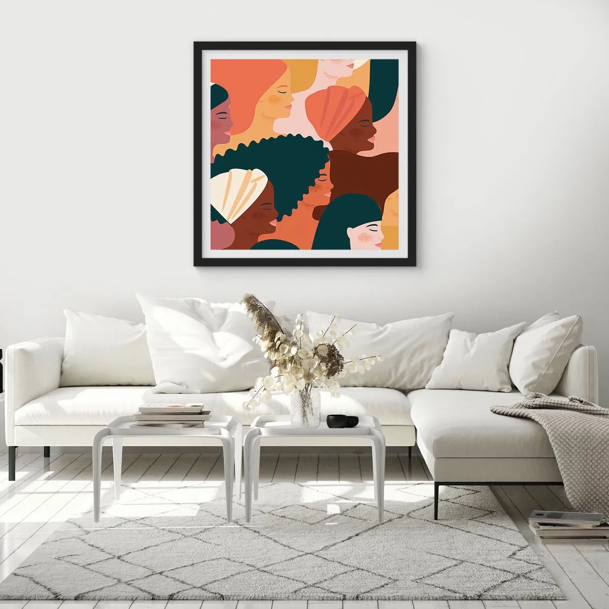 Poster in een zwarte lijst - Alleen vrouwelijkheid - 30x30 cm