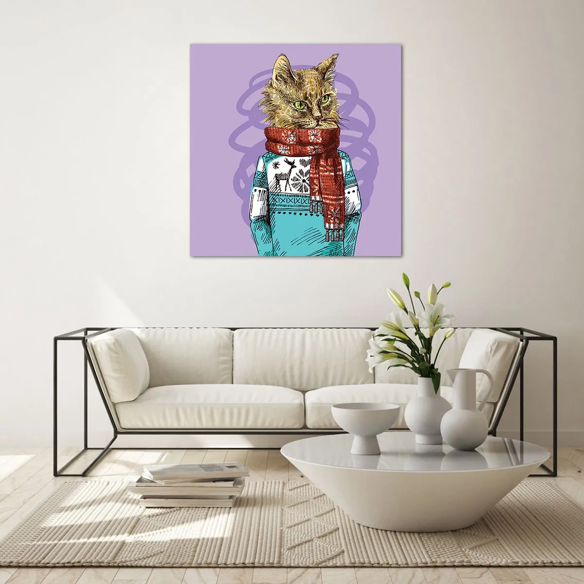 Schilderen op glas - De kat niet alleen in schoenen - 60x60 cm