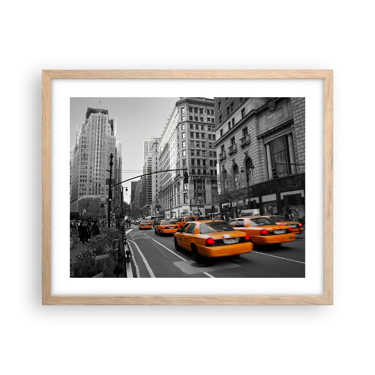 Een poster in een licht eiken lijst - De zonnen van grote steden - 50x40 cm