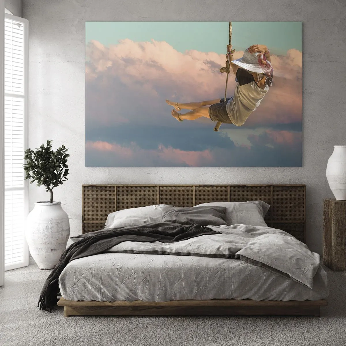 Schilderen op glas - Plezier in de wolken - 100x70 cm