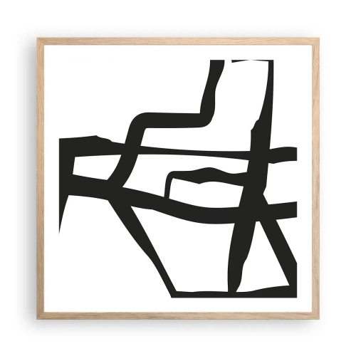 Een poster in een licht eiken lijst - Zwart-wit ontwerp - 60x60 cm